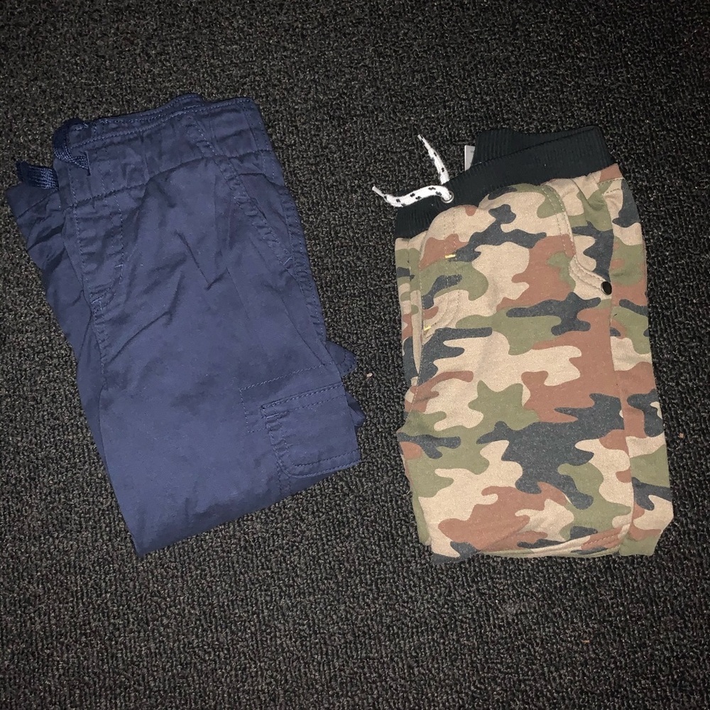 Camo joggers and lined blue pants 2T